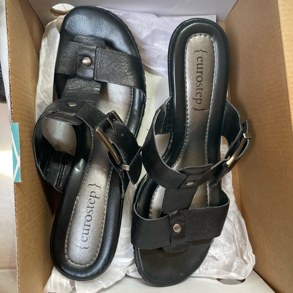 Black Wedge Eurostep Sandals